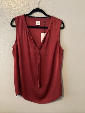 Cabi Women's Sleeveless Tie-Neck Blouse - Deep Red NWT